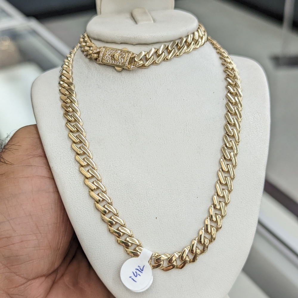 14kt Real Gold Monaco Chain 6.8mm 20 inches